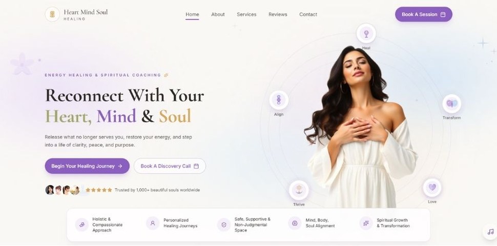 Heart Mind Soul Healing wellness website