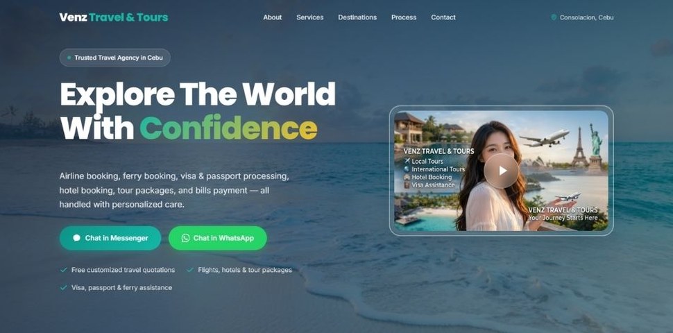 Venz Travel and Tours agency website